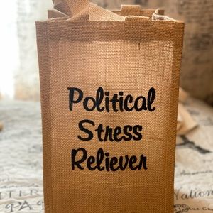 New Jute W/Black Vinyl Wine Bag Holds 6 bottles